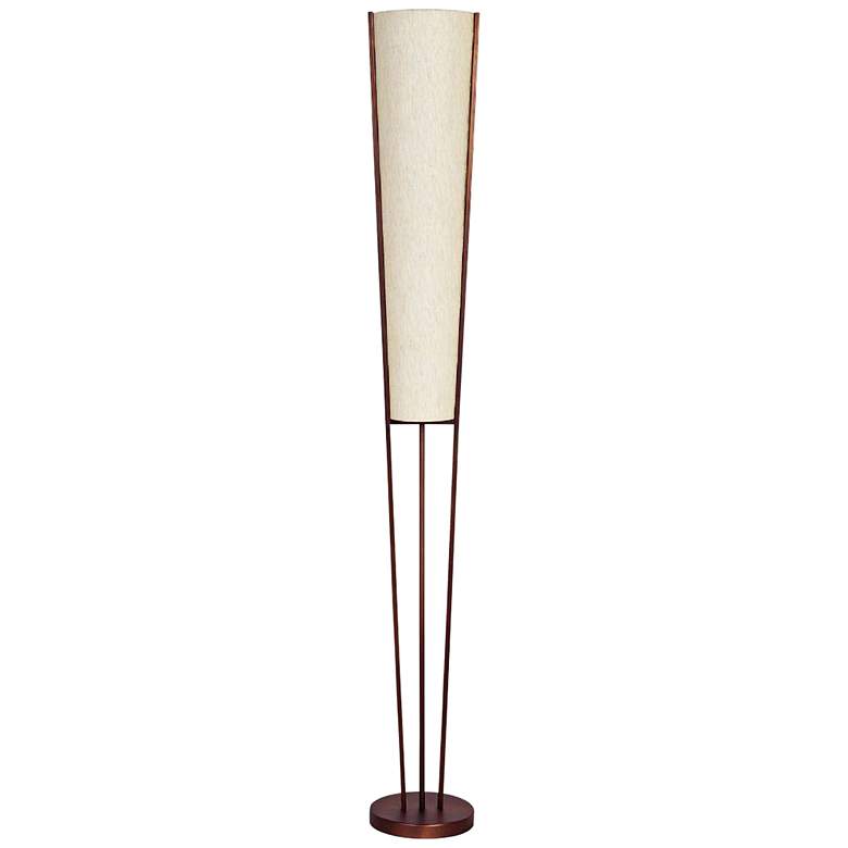 Image 1 Emotions 61" Bronze 2-Light Flax White Cone Shade Floor Lamp