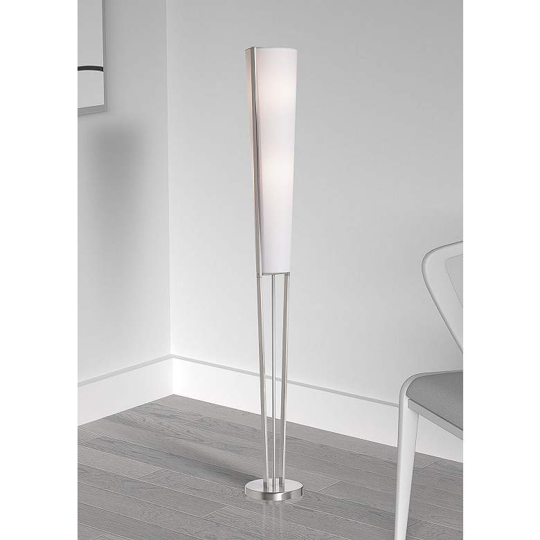 Image 1 Emotions 61" High Satin Chrome 2-Light Modern Cone Floor Lamp