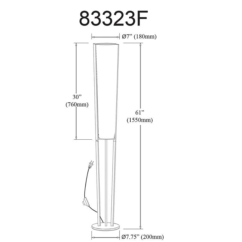 Image 5 Emotions 61" Matte Black Metal Modern Cone Torchiere Floor Lamp more views