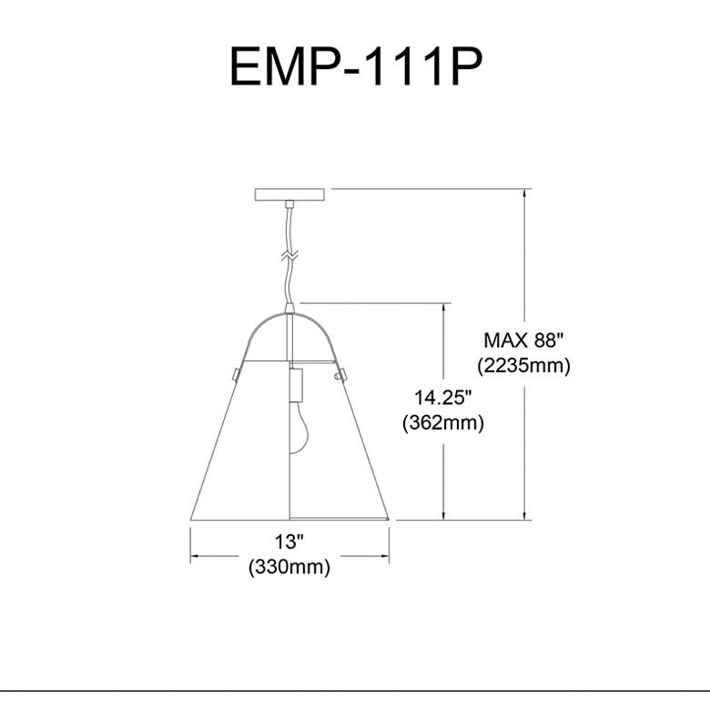Image 3 Emperor 13" Wide 1 Light Matte Black Pendant more views