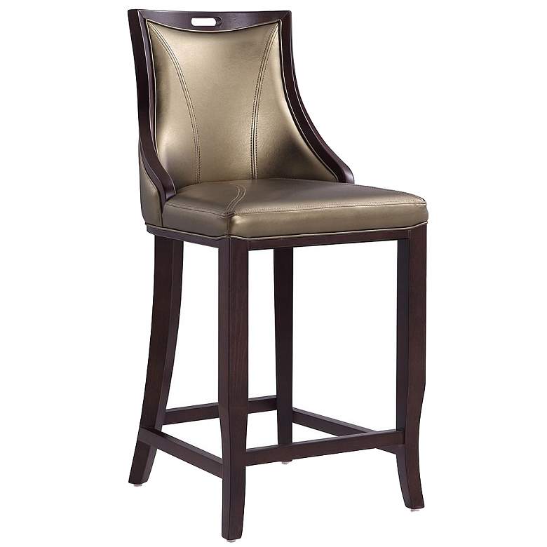 Image 1 Emperor 41 in. Bronze and Walnut Beech Wood Bar Stool