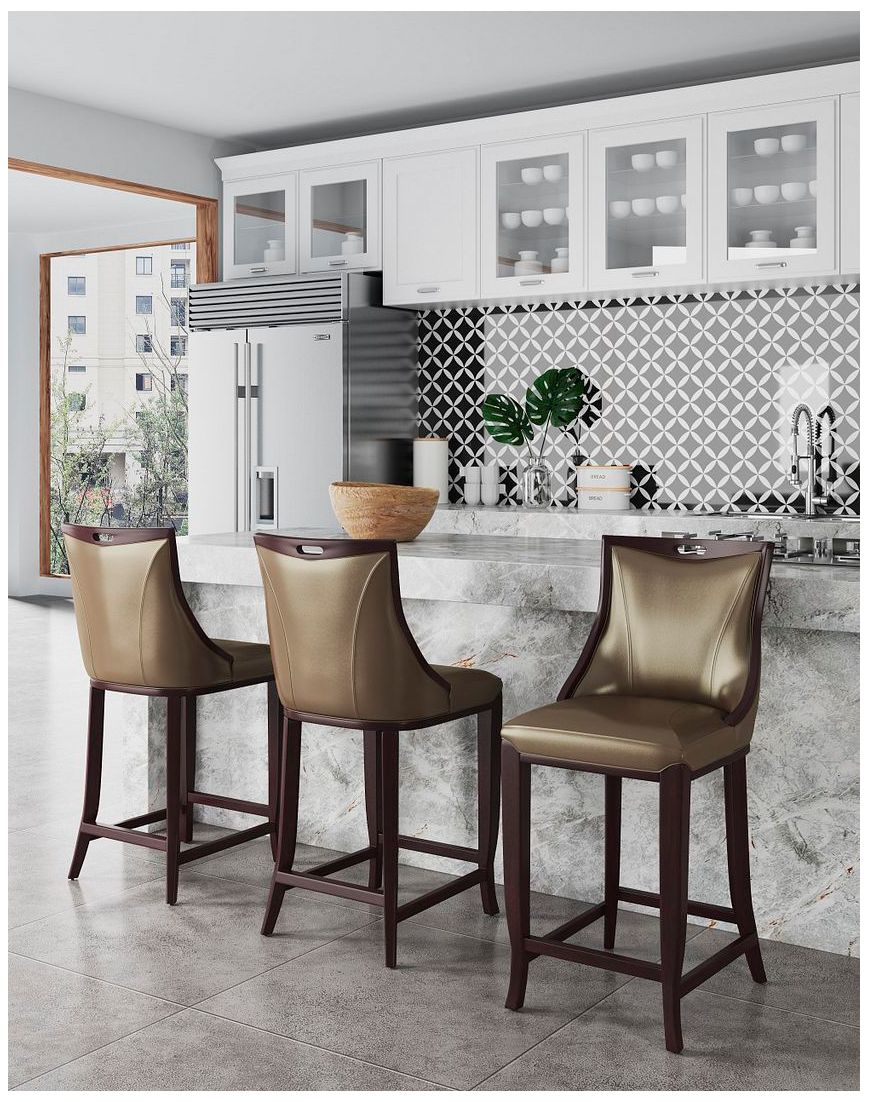 Image 2 Emperor 41 in. Bronze and Walnut Beech Wood Bar Stool more views