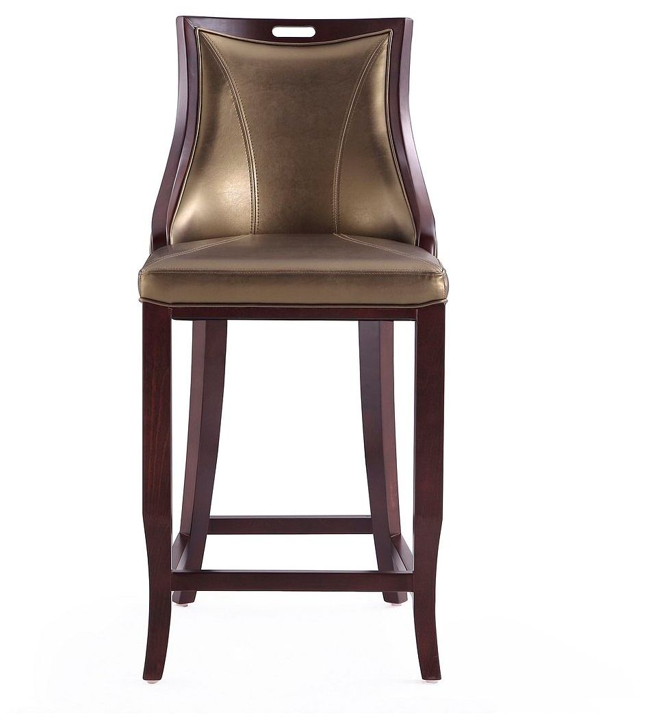Image 4 Emperor 41 in. Bronze and Walnut Beech Wood Bar Stool more views