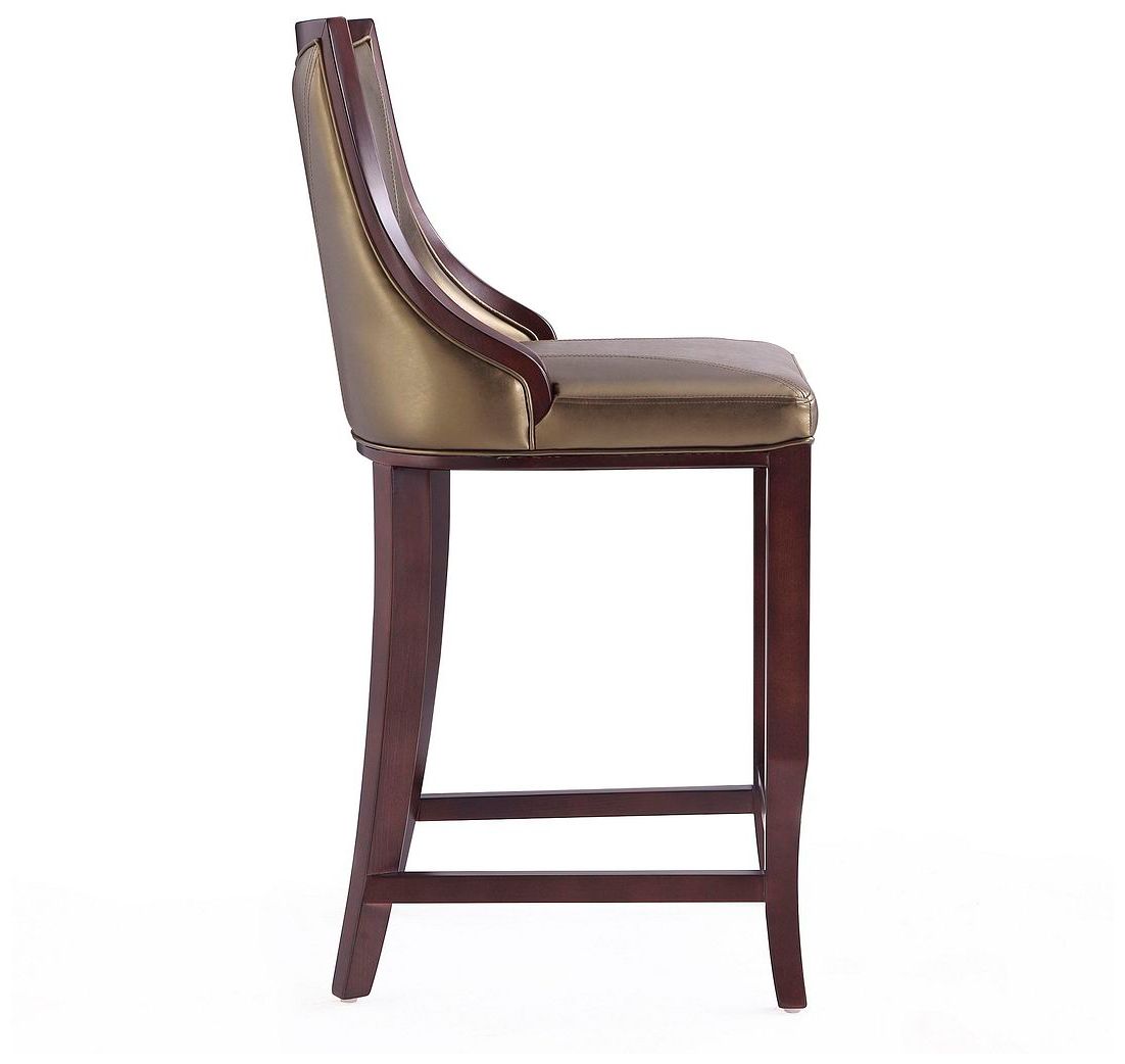 Image 5 Emperor 41 in. Bronze and Walnut Beech Wood Bar Stool more views