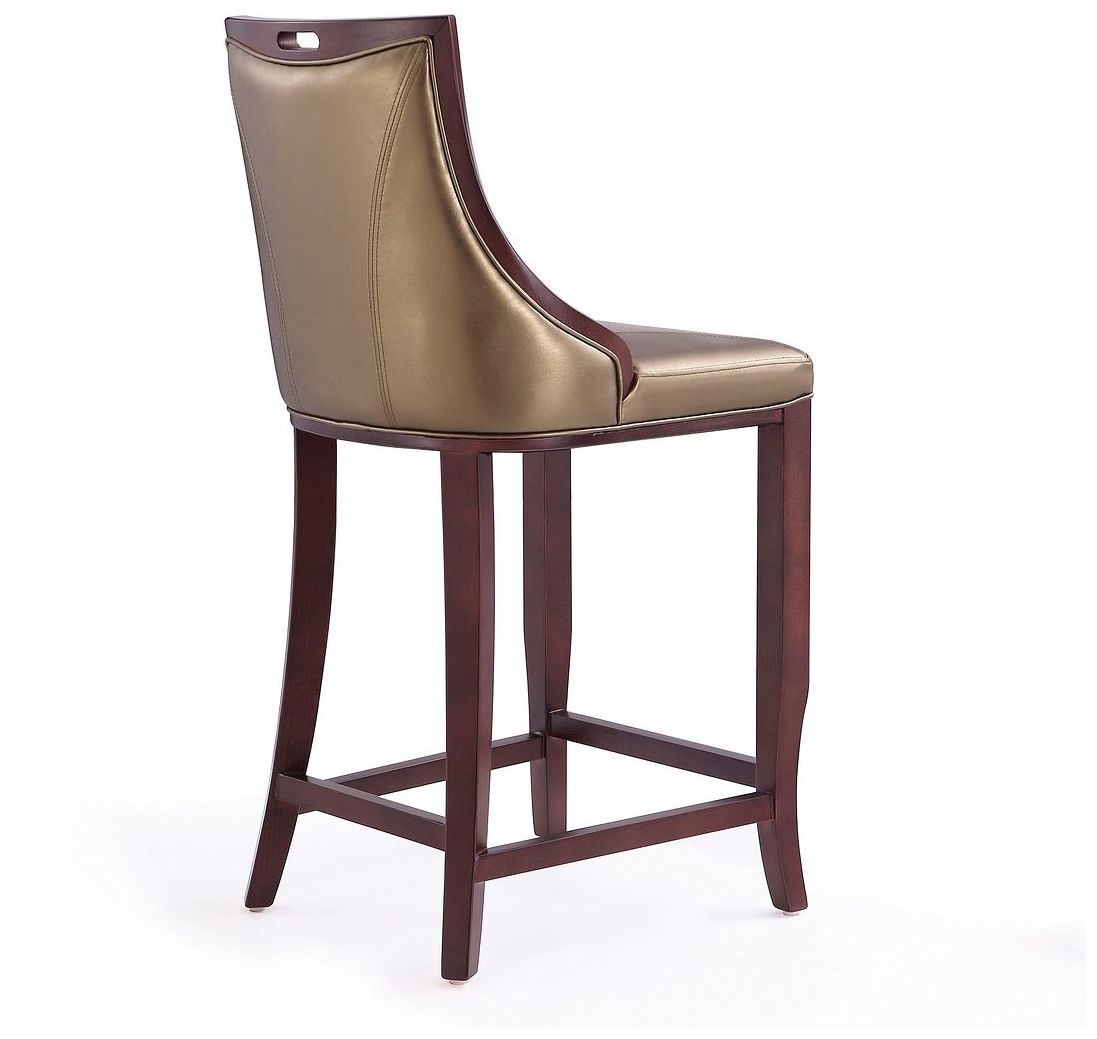 Image 6 Emperor 41 in. Bronze and Walnut Beech Wood Bar Stool more views