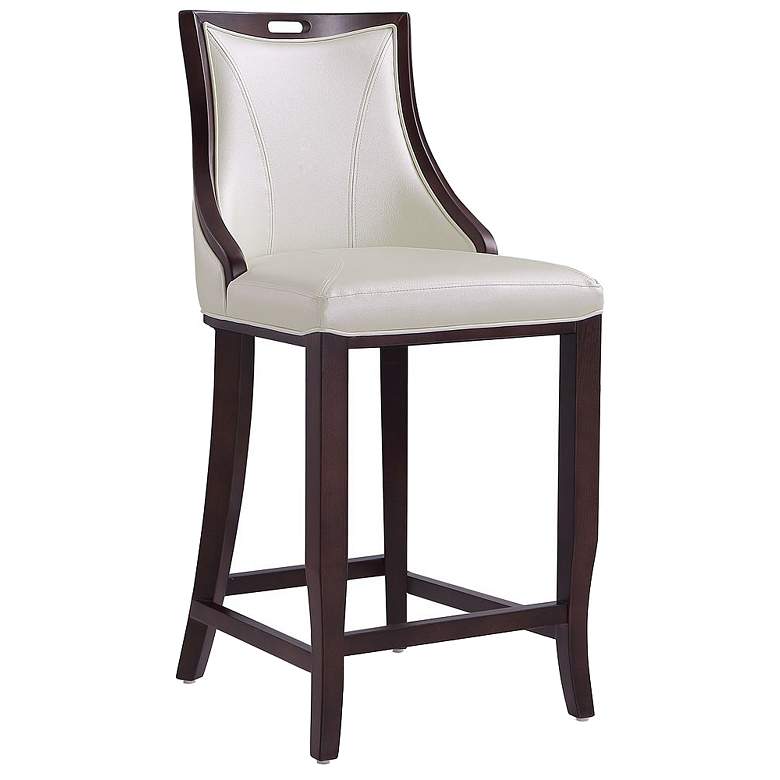 Image 1 Emperor 41 in. Pearl White and Walnut Beech Wood Bar Stool