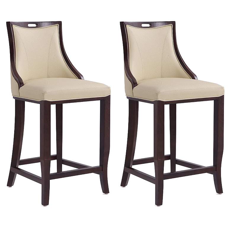 Image 1 Emperor Bar Stool in Cream and Walnut (Set of 2)