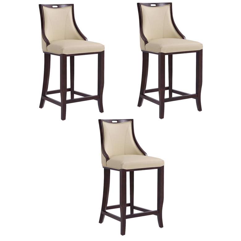 Image 1 Emperor Bar Stool in Cream and Walnut (Set of 3)