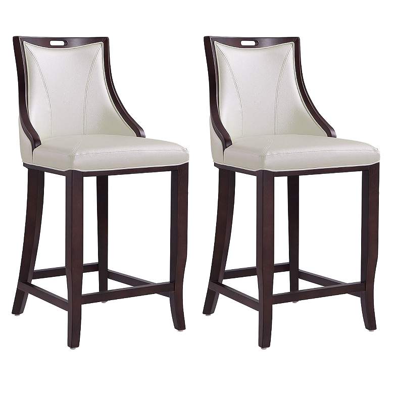 Image 1 Emperor Bar Stool in Pearl White and Walnut (Set of 2)