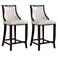 Emperor Bar Stool in Pearl White and Walnut (Set of 2)