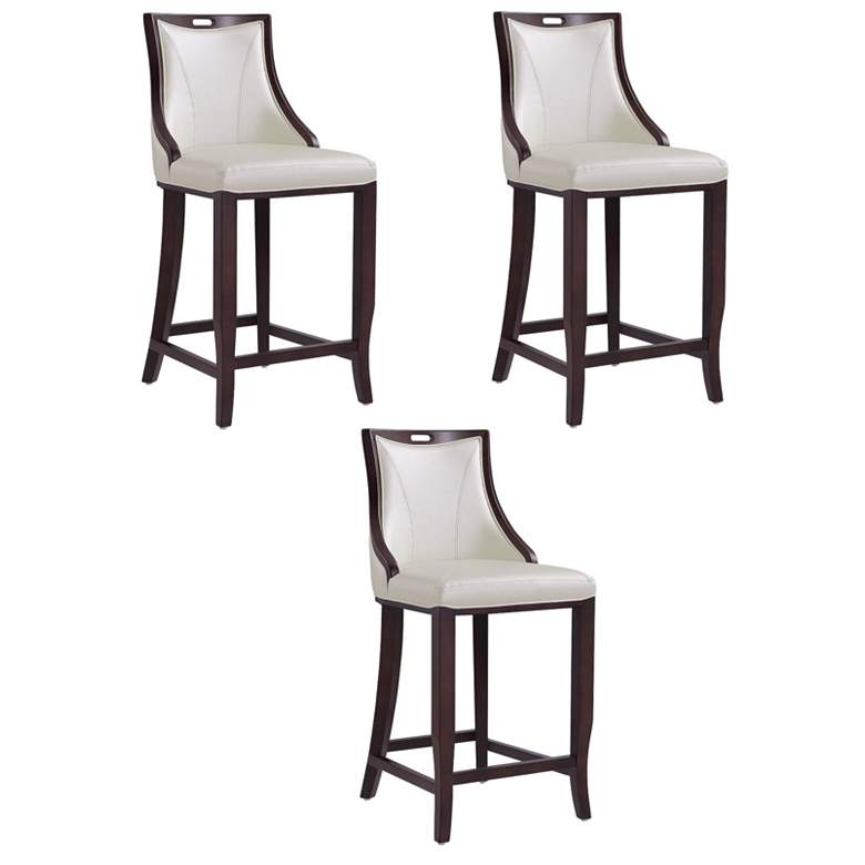Image 1 Emperor Bar Stool in Pearl White and Walnut (Set of 3)