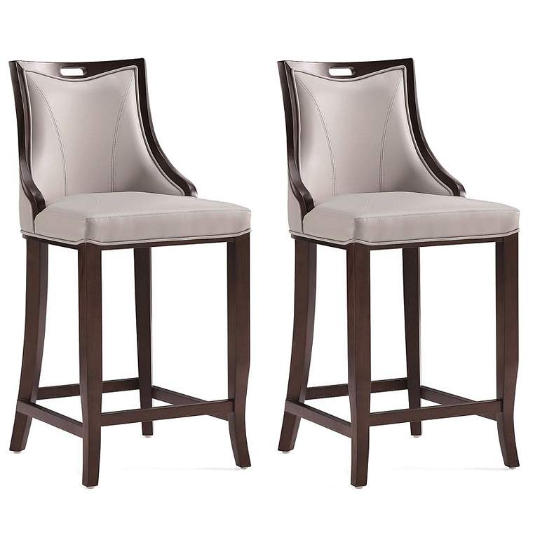 Image 1 Emperor Faux Leather Barstool in Light Grey (Set of 2)