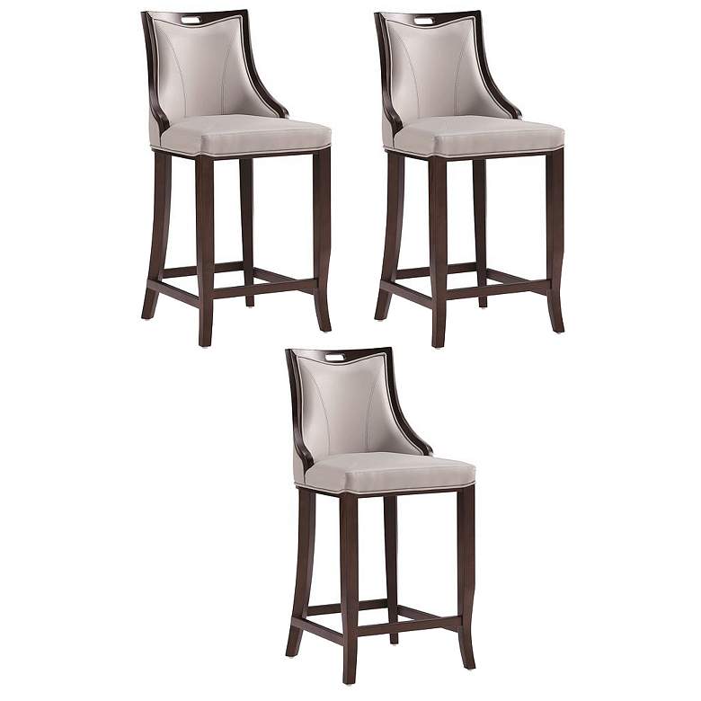 Image 1 Emperor Faux Leather Barstool in Light Grey (Set of 3)