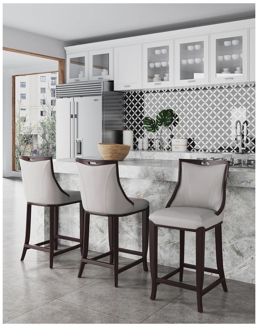 Image 2 Emperor Faux Leather Barstool in Light Grey more views