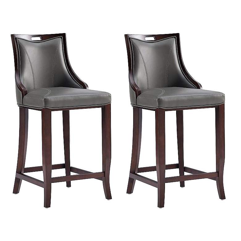 Image 1 Emperor Faux Leather Barstool in Pebble Grey (Set of 2)