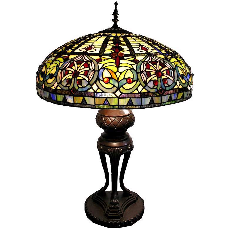 Image 1 Emperor Tri-Leg Tiffany Style Table Lamp