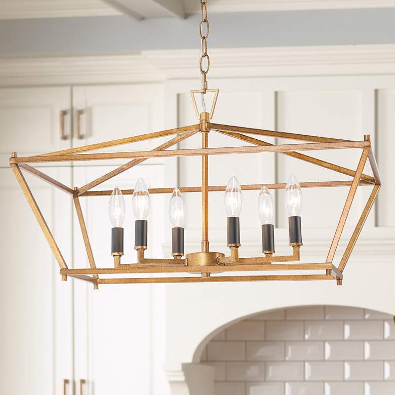 Image 1 Empher 23 1/2" Wide Gold Iron 6-Light Island Pendant Light
