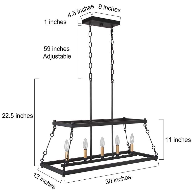 Image 6 Empher 30" Wide Black and Gold 5-Light Island Pendant Light more views