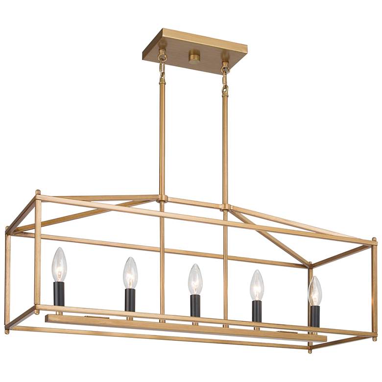 Image 2 Empher 30" Wide Gold Iron 5-Light Island Pendant Light