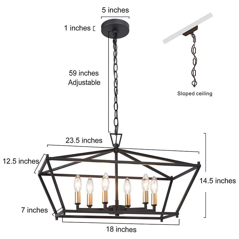 Image 2 Empher 6-Light Black Gold Island Chandelier more views