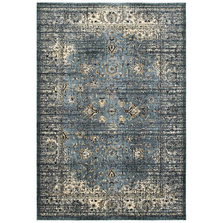 Empire 114L4 5&#39;3 inchx7&#39;6 inch Blue and Ivory Area Rug