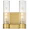 Empire 12.63" High 2 Light Brushed Brass Sconce With Clear Shade