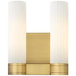 Empire 12.63" High 2 Light Brushed Brass Sconce With White Shade