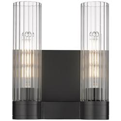 Empire 12.63" High 2 Light Matte Black Sconce With Clear Shade