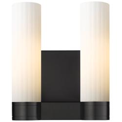 Empire 12.63" High 2 Light Matte Black Sconce With White Shade