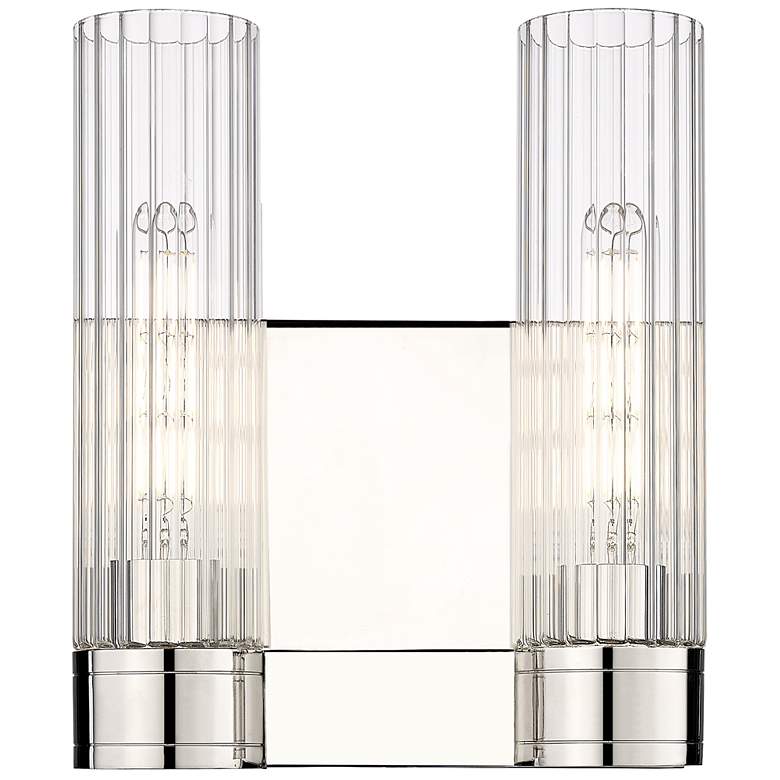 Image 1 Empire 12.63 inch High 2 Light Polished Nickel Sconce With Clear Shade