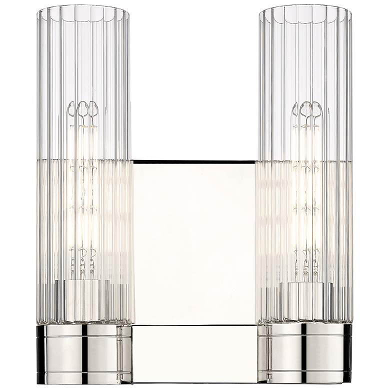 Image 1 Empire 12.63" High 2 Light Polished Nickel Sconce With Clear Shade