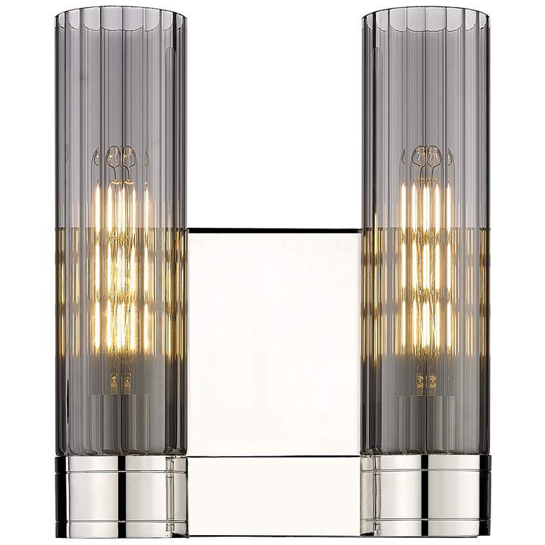 Image 1 Empire 12.63" High 2 Light Polished Nickel Sconce With Smoke Shade