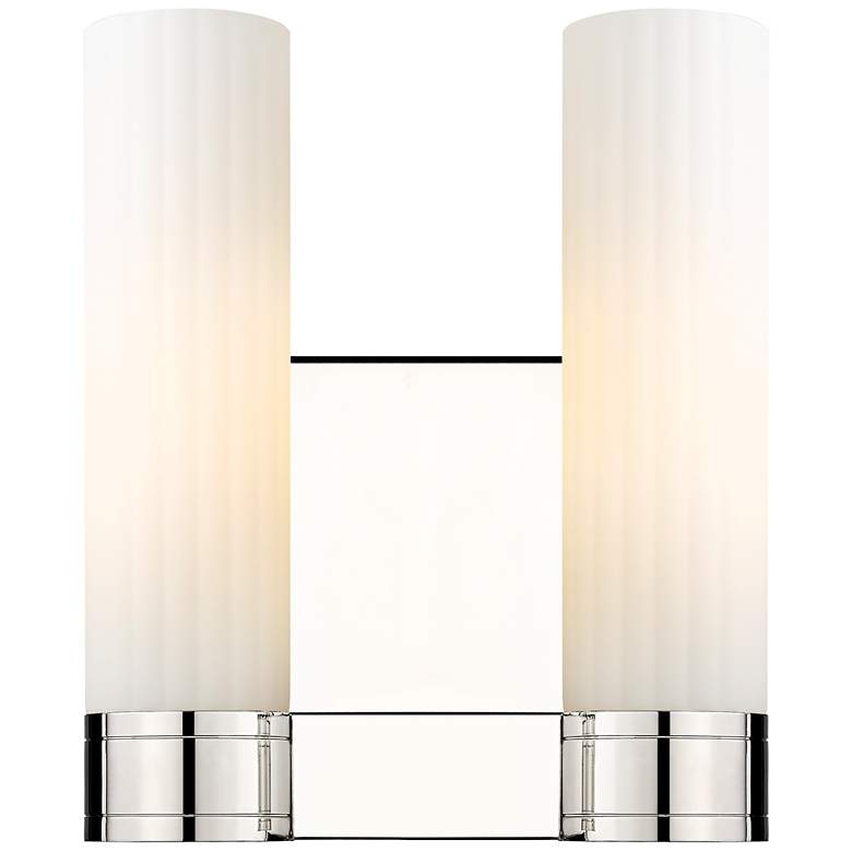 Image 1 Empire 12.63 inch High 2 Light Polished Nickel Sconce With White Shade