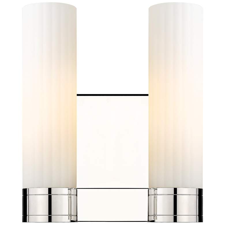 Image 1 Empire 12.63" High 2 Light Polished Nickel Sconce With White Shade