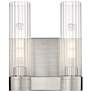 Empire 12.63" High 2 Light Satin Nickel Sconce With Clear Shade
