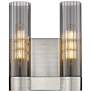 Empire 12.63" High 2 Light Satin Nickel Sconce With Smoke Shade