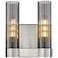 Empire 12.63" High 2 Light Satin Nickel Sconce With Smoke Shade