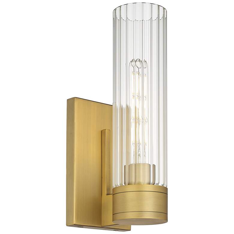 Image 1 Empire 12.63 inch High Brushed Brass Sconce With Clear Shade