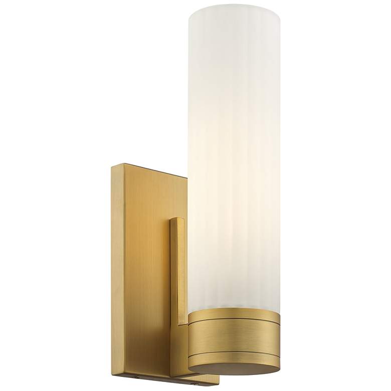 Image 1 Empire 12.63" High Brushed Brass Sconce With White Shade