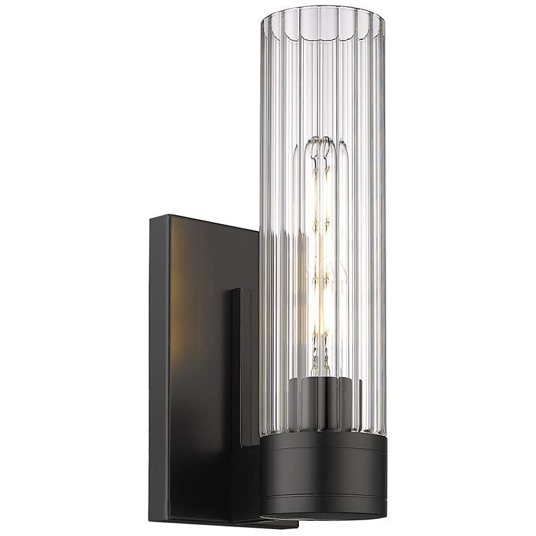 Image 1 Empire 12.63" High Matte Black Sconce With Clear Shade