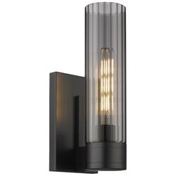 Empire 12.63&quot; High Matte Black Sconce With Smoke Shade