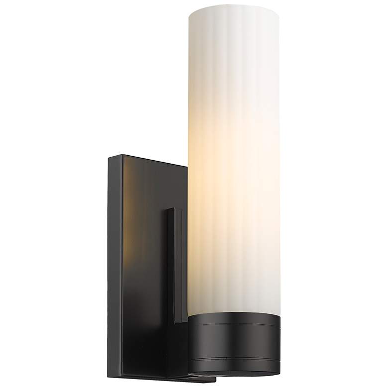 Image 1 Empire 12.63" High Matte Black Sconce With White Shade