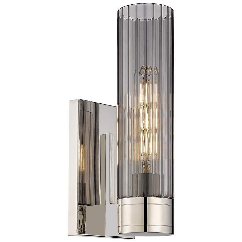 Image 1 Empire 12.63" High Polished Nickel Sconce With Smoke Shade