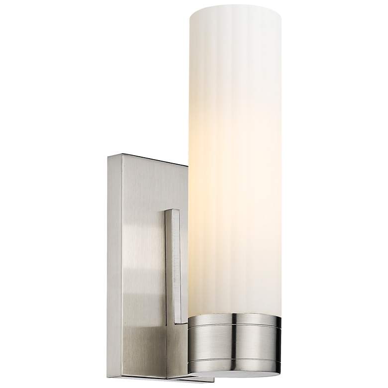 Image 1 Empire 12.63" High Satin Nickel Sconce With White Shade