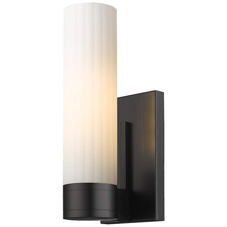Image 1 Empire 12 3/4" High Matte Black Wall Sconce with White Glass