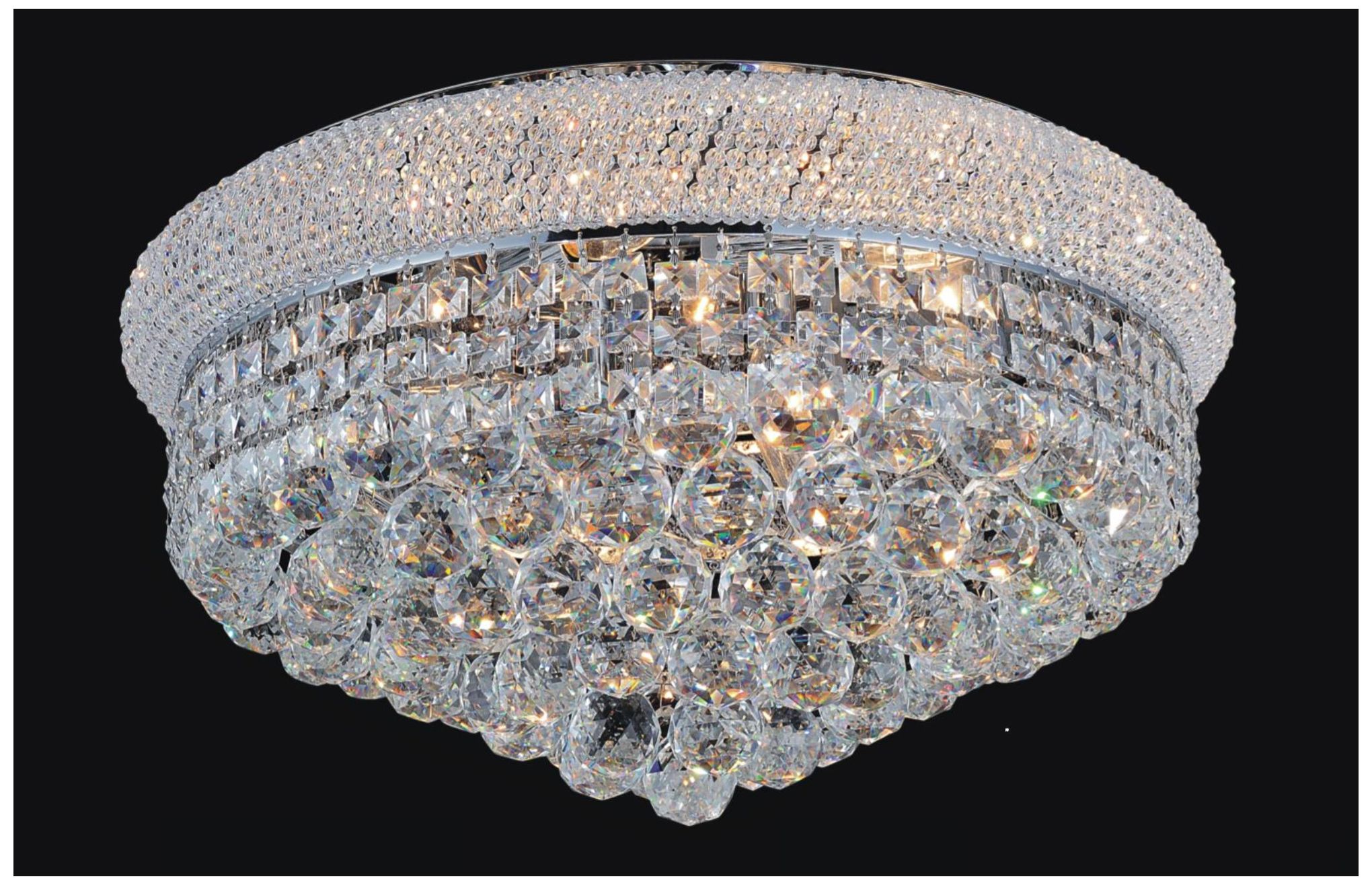 Empire 13 Light 24in Chrome Flush Mount with Crystals