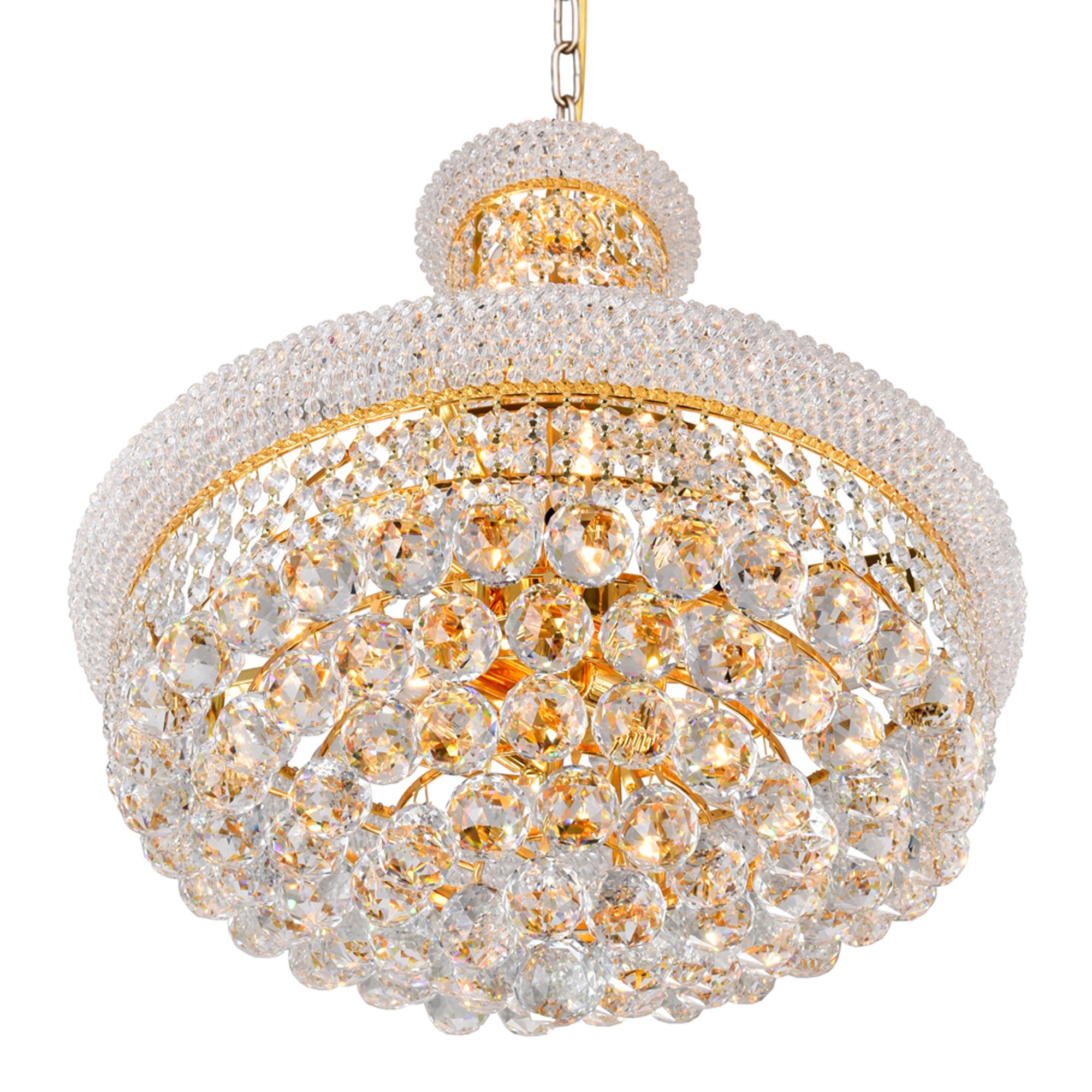 Image 2 Empire 14 Light 20in Gold Down Chandelier with Crystals more views