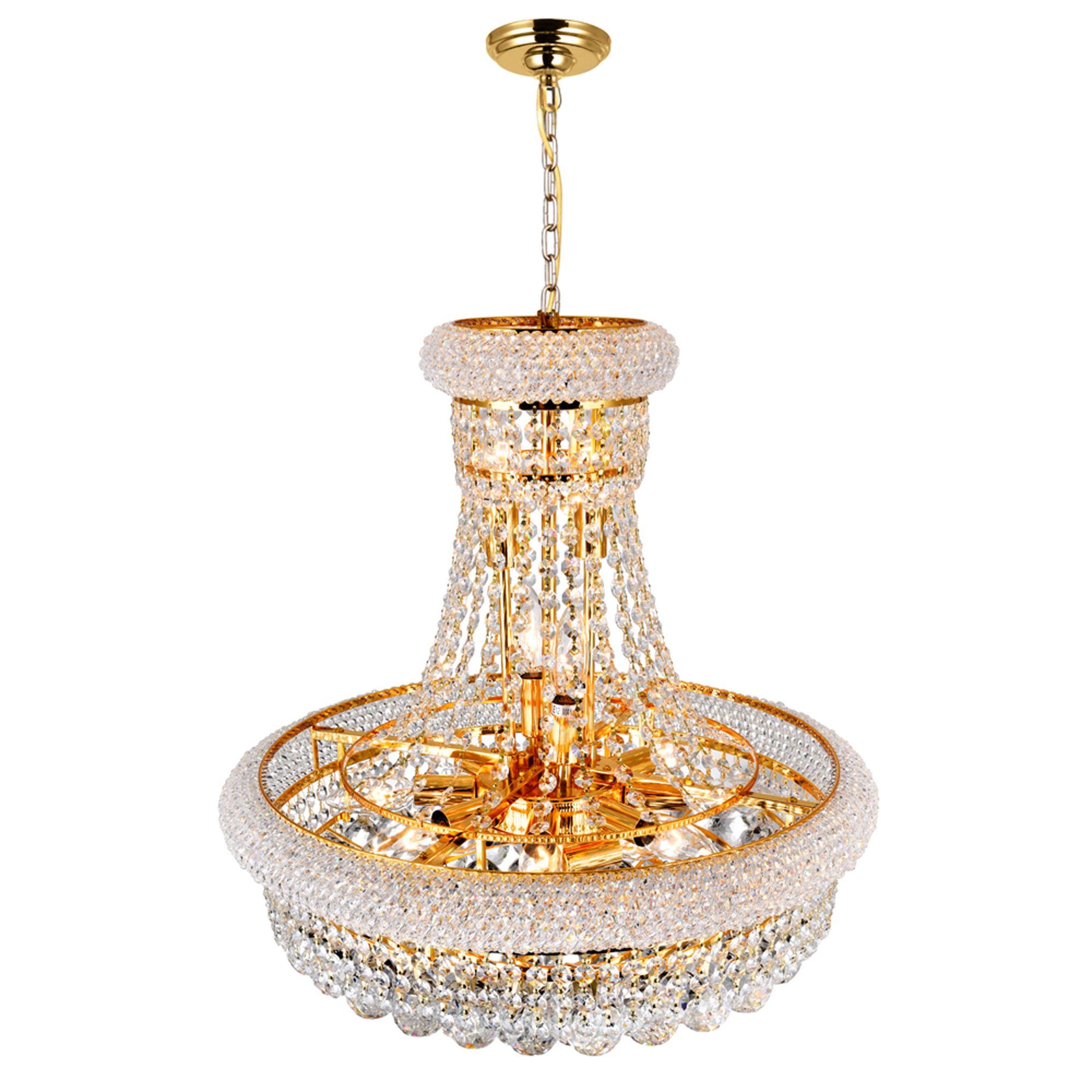 Image 3 Empire 14 Light 20in Gold Down Chandelier with Crystals more views