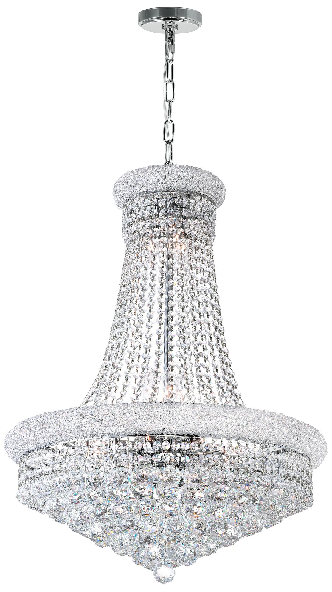 Empire 17 Light 24in Chrome Down Chandelier with Crystals