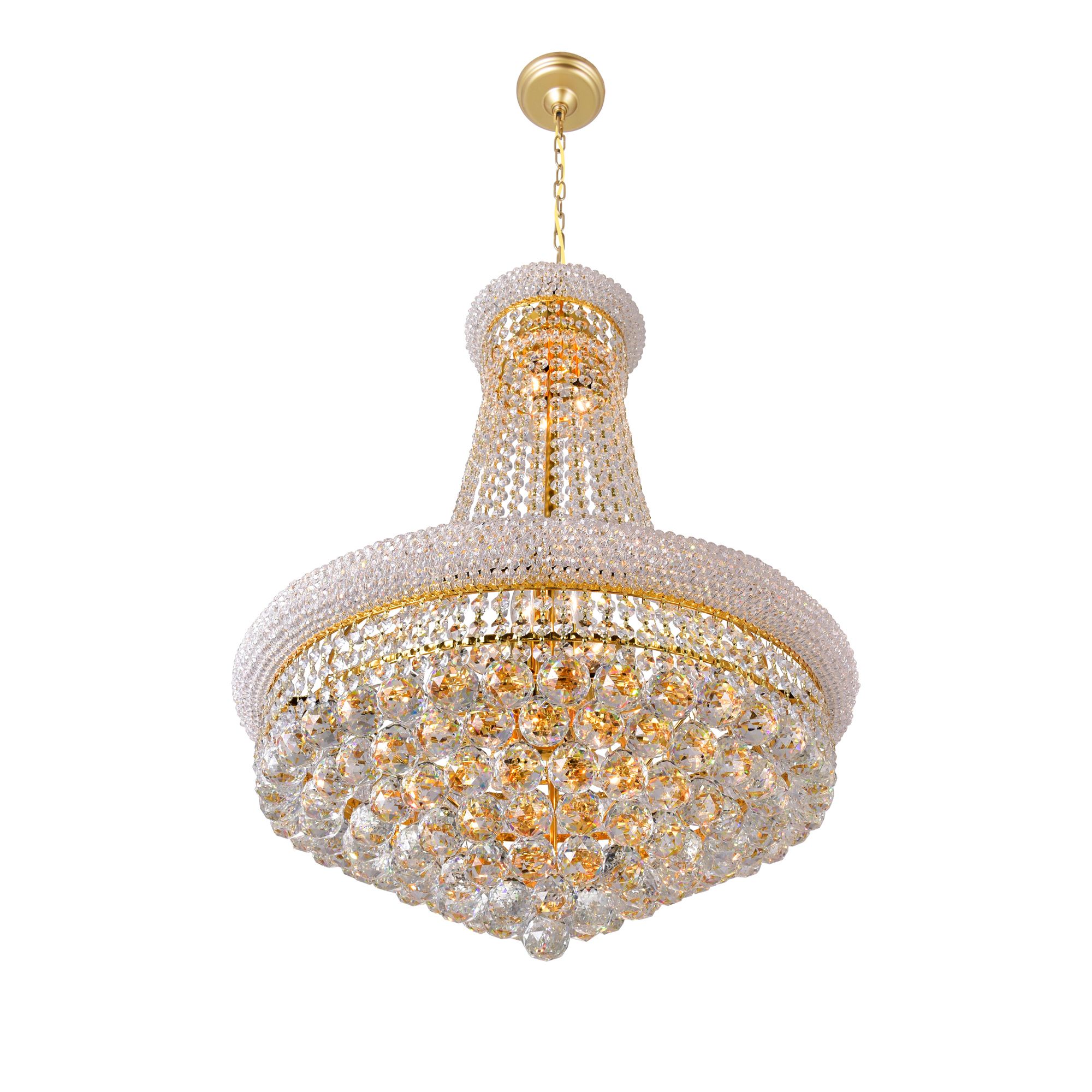Image 3 Empire 17 Light 24in Gold Down Chandelier with Crystals more views